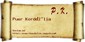 Puer Kordélia névjegykártya
